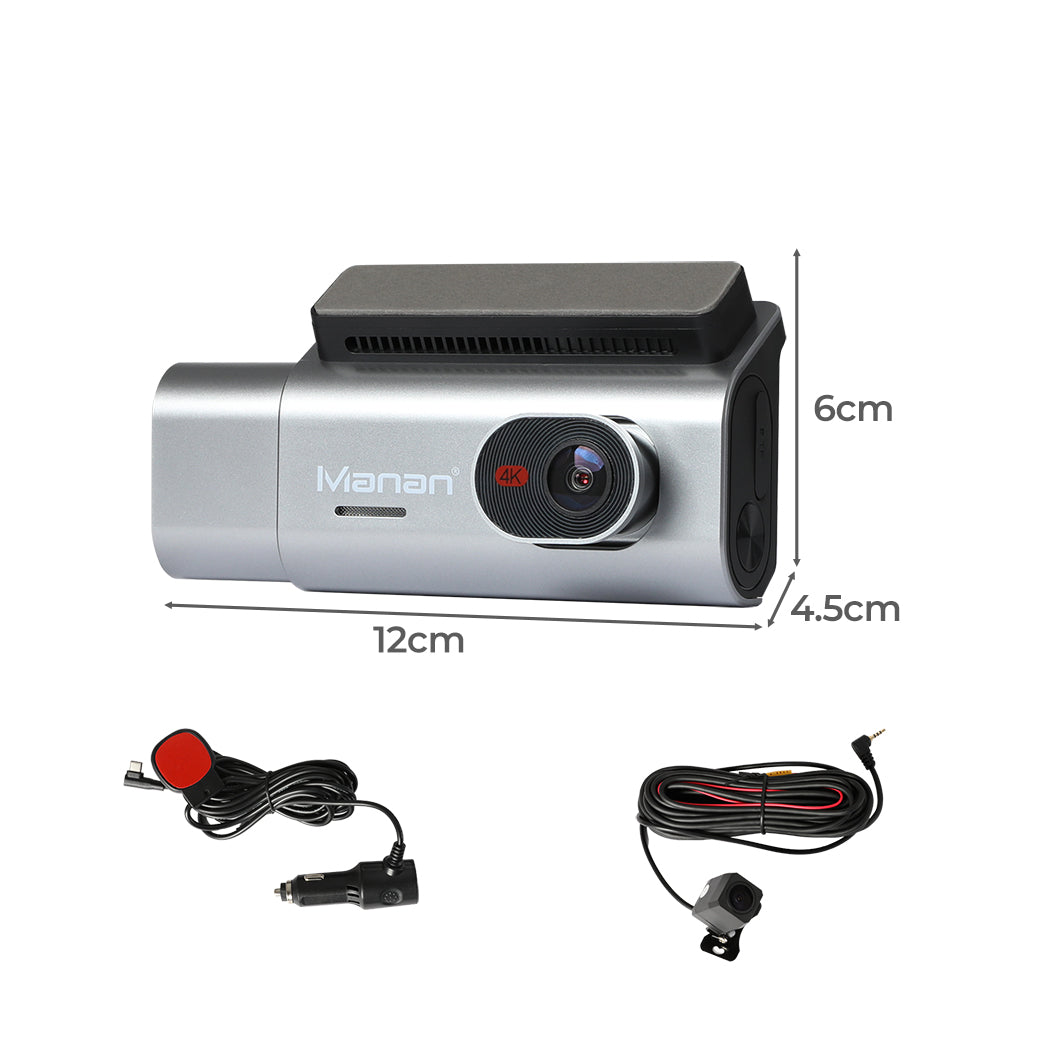 4K Car Dash Camera Front and Rear Wifi GPS 3 Lens