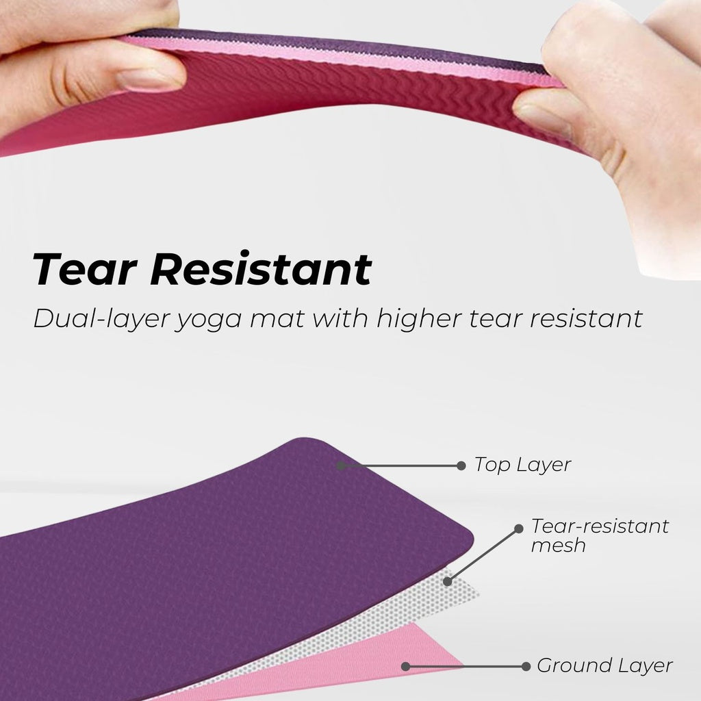 TPE Yoga Mat Dual Color (Lime) with Yoga Bag and Strap