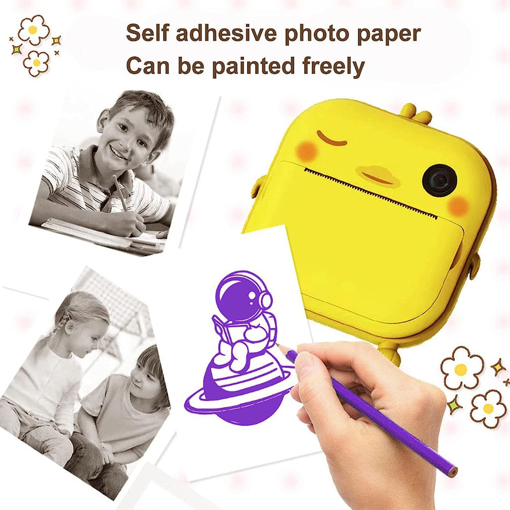 Instant Print Camera for Kids with Print Paper and 32GB TF Card (Chick)
