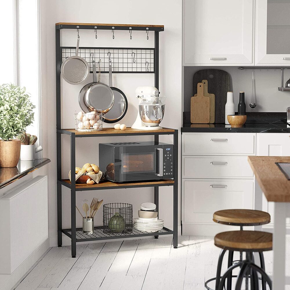 3 Tier Kitchen Storage Shelves with 10 S-Hooks