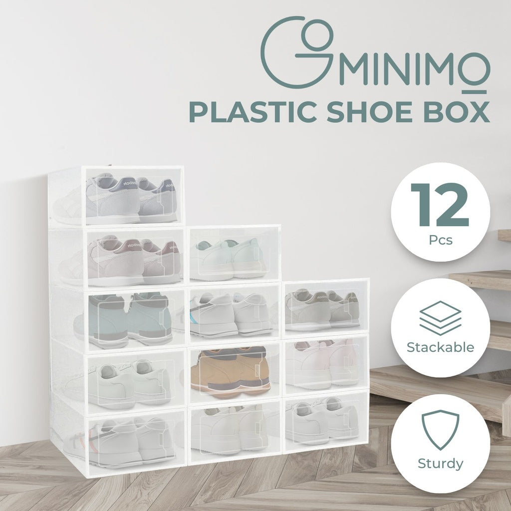 Plastic Shoe Box  12PCS Medium Size Premium (White)
