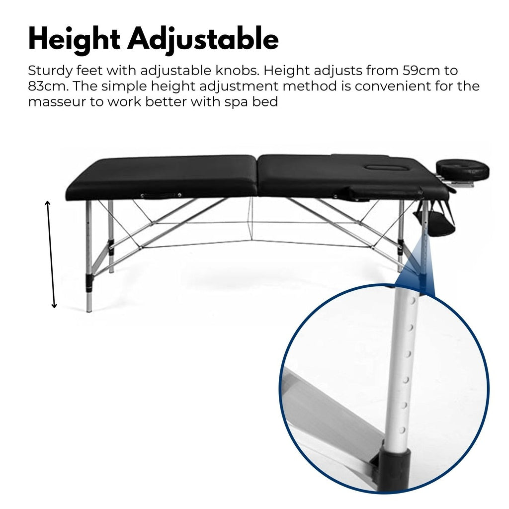 2 Fold Adjustable Portable Massage Bed （Black）