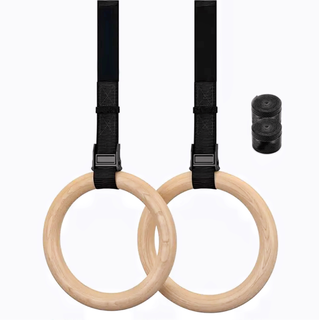 Wooden Gymnastic Rings 32mm for Gym Exercise Fitness (Wooden)