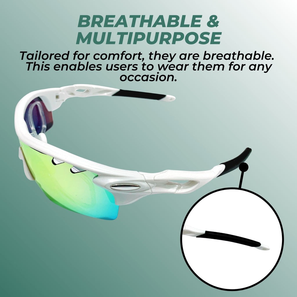 Sport Sunglasses Type 2 (White Frame With Black End Tip)