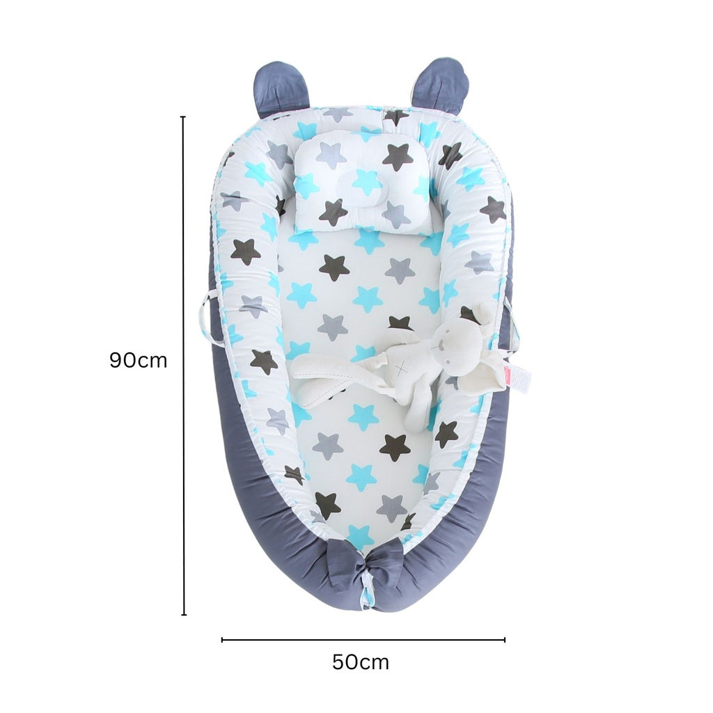 Portable Baby Lounger & Baby Nest with Pillow (Stars)