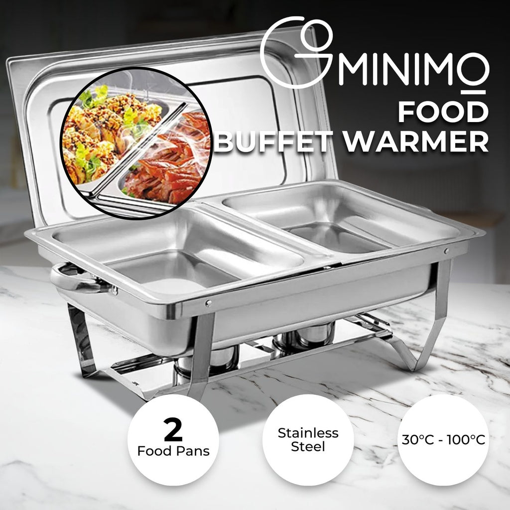 9L Chafing Dish Stainless Steel Food Buffet Warmer Pan (2x4.5L Dual Trays)