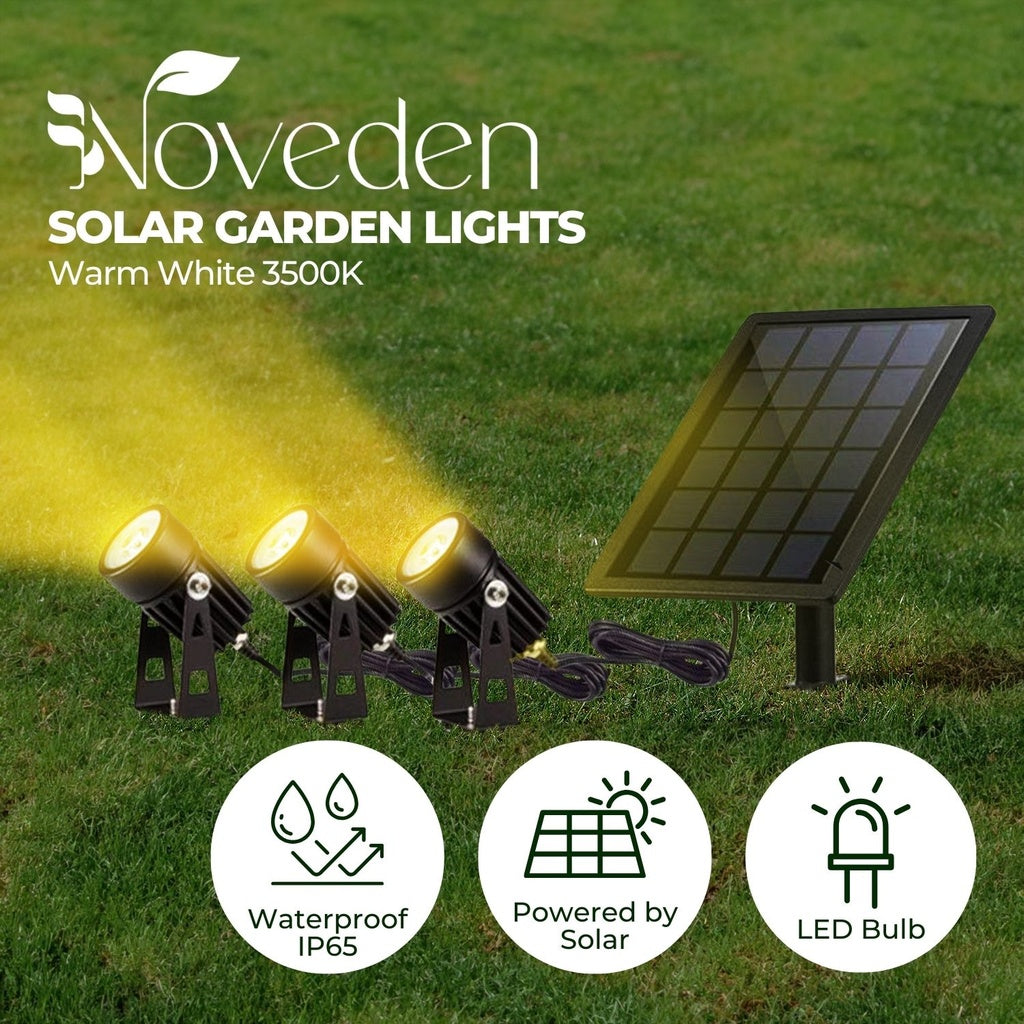 Solar Garden Lights with 3 Set LED Spotlights (Warm White)