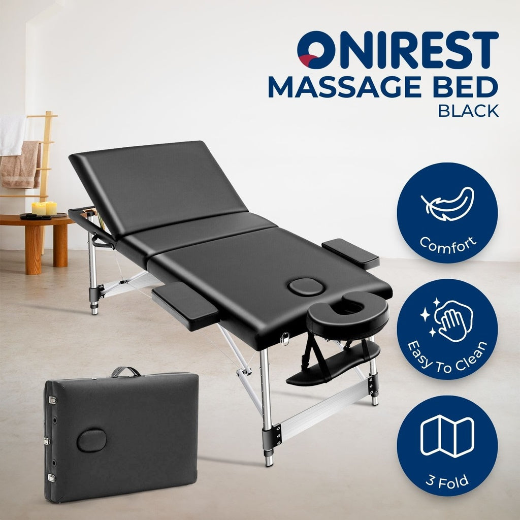 3 Fold Adjustable Portable Massage Bed （Black）
