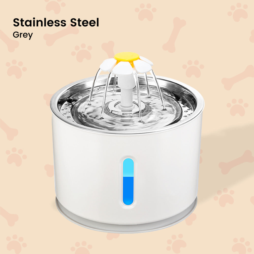 2.4L Automatic Stainless Steel Top Water Fountain Drinking Dispenser And Filter Grey