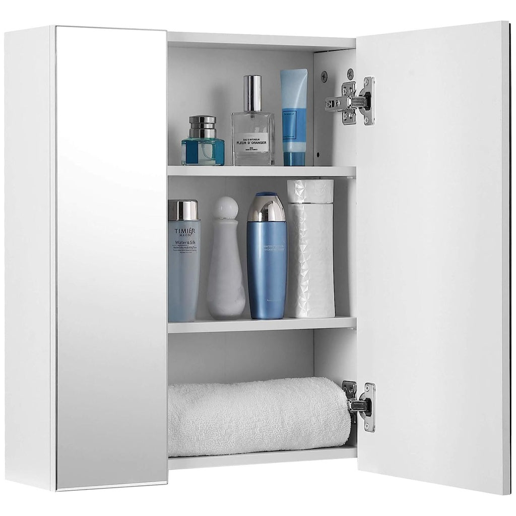 Bathroom Wall Cabinet with Mirror and Adjustable Shelf White BBK22WTV1