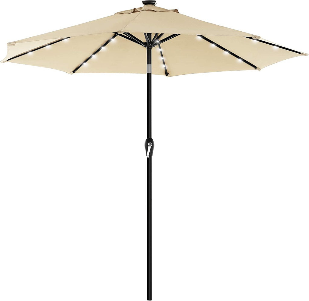 3m Solar Patio Umbrella, Lighted Outdoor Beige