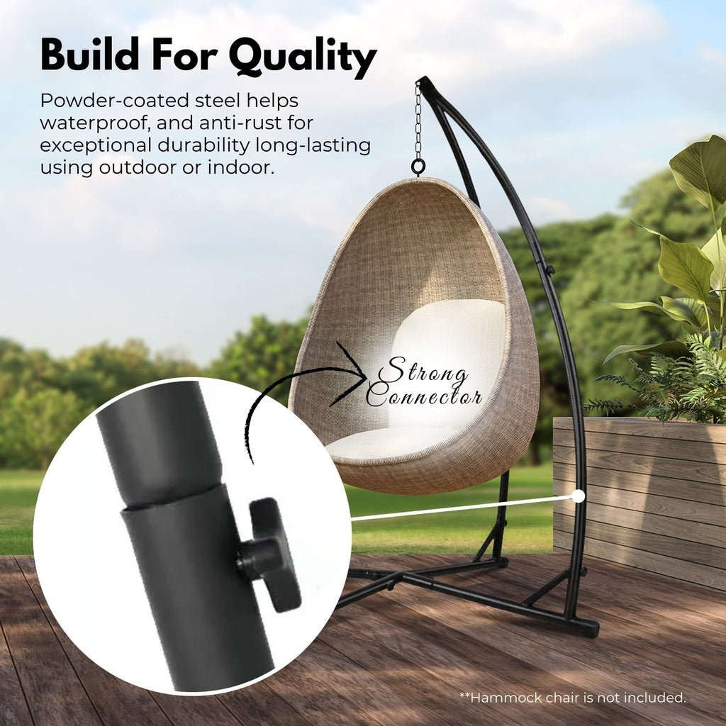 Hammock Chair Stand for Hanging Air Porch Swing Chair (Black)