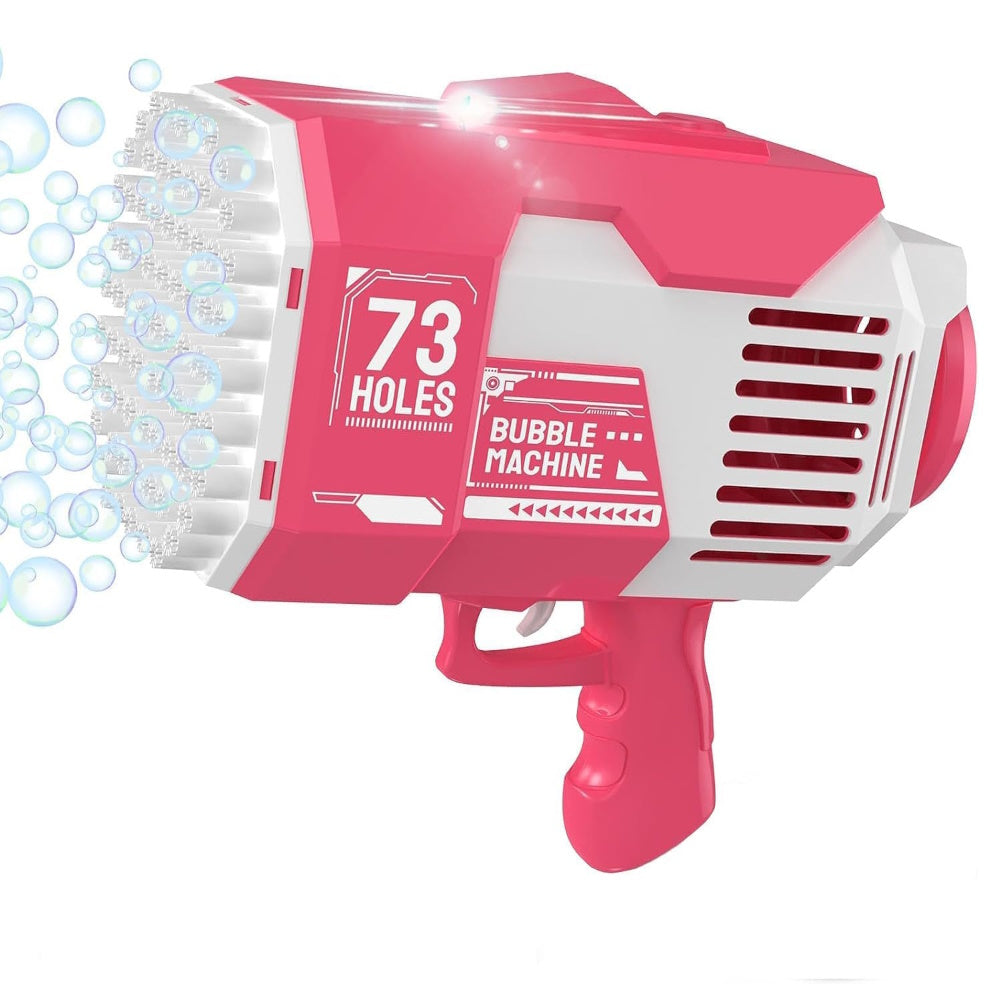 73 Holes Rechargeable Bubbles Machine Gun for Kids (Pink and White) GO-BMG-101-KBT
