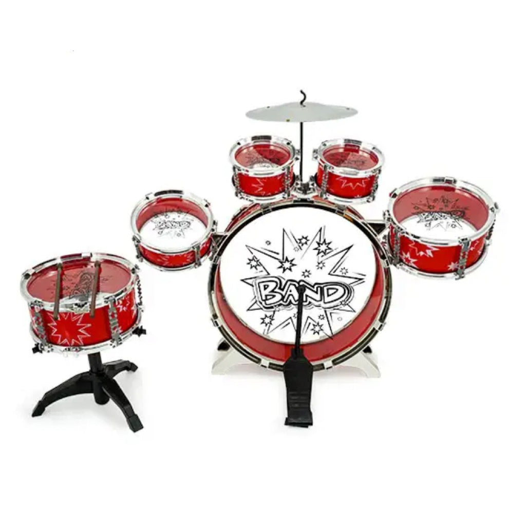 Kids 6pcs Drum Set with Drummer Seat (Red)