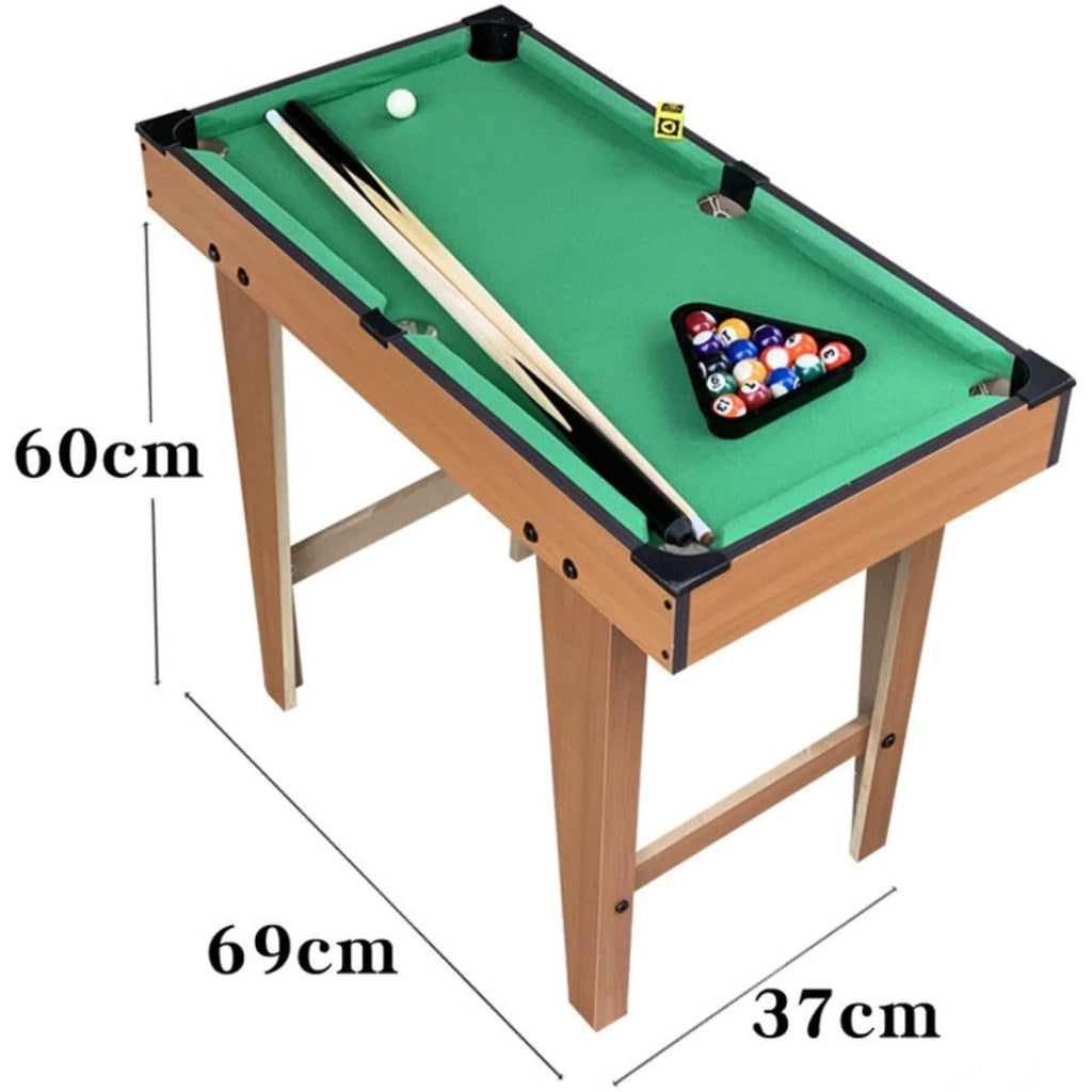 69cm Mini Pool Game Table with 2 Sticks (Wooden and Green)