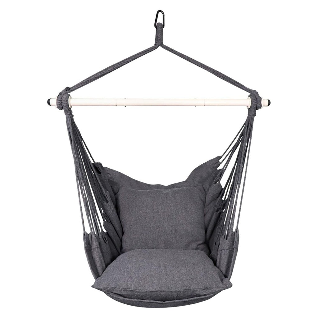 Hammock Chair Swing with Cushion and Pillow Weather-Resistant, Easy Assembly, 360° Rotation, Sturdy, Dark Grey