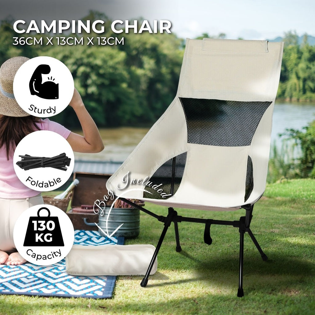 Camping Folding Chair with Storage Bag (Beige)