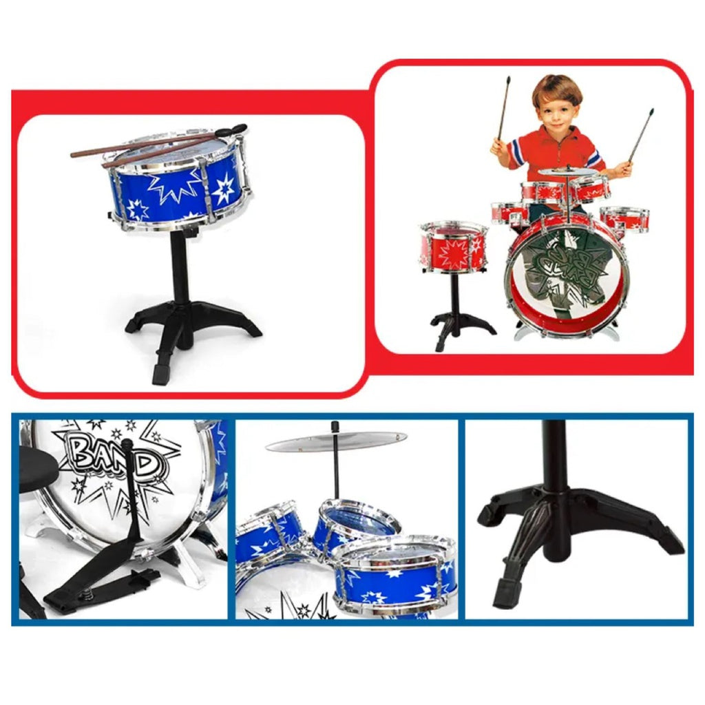 Kids 6pcs Drum Set with Drummer Seat (Red)