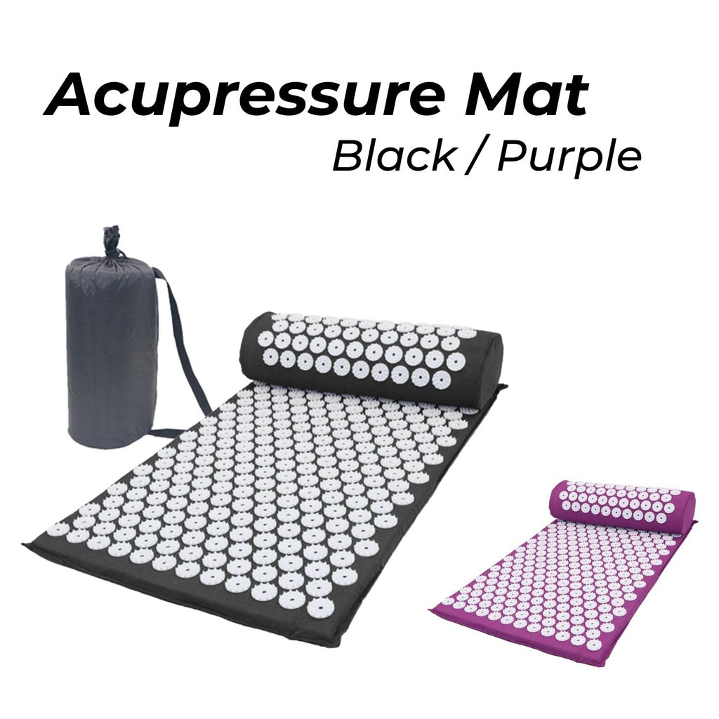 Acupressure Mat & Pillow & Bag (Black)