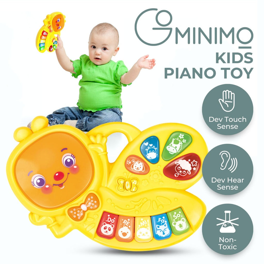 Kids Piano Keyboard Music Toys with Bee Shape Design (Yellow)