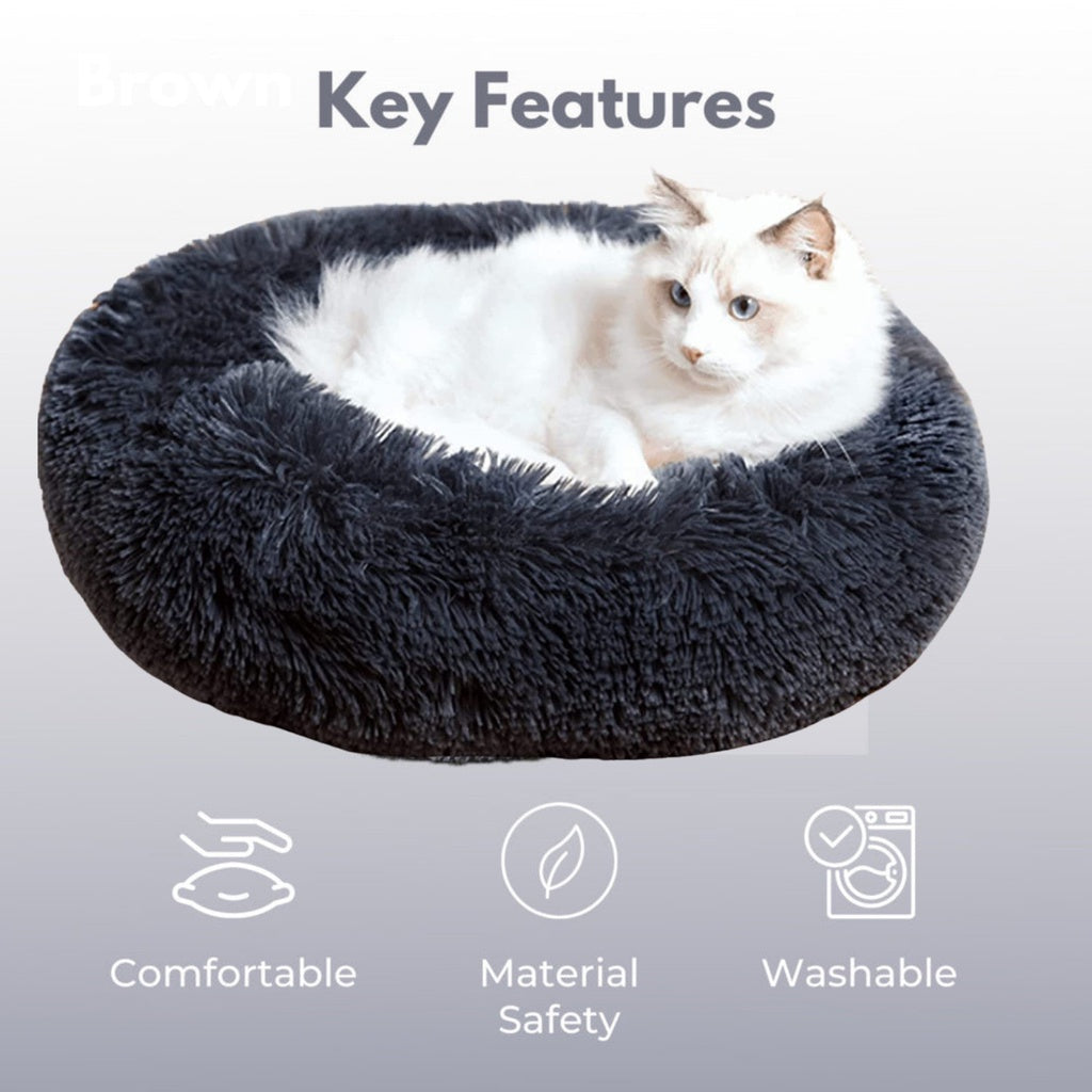 XL 100CM Round Pet Bed (Dark Grey)
