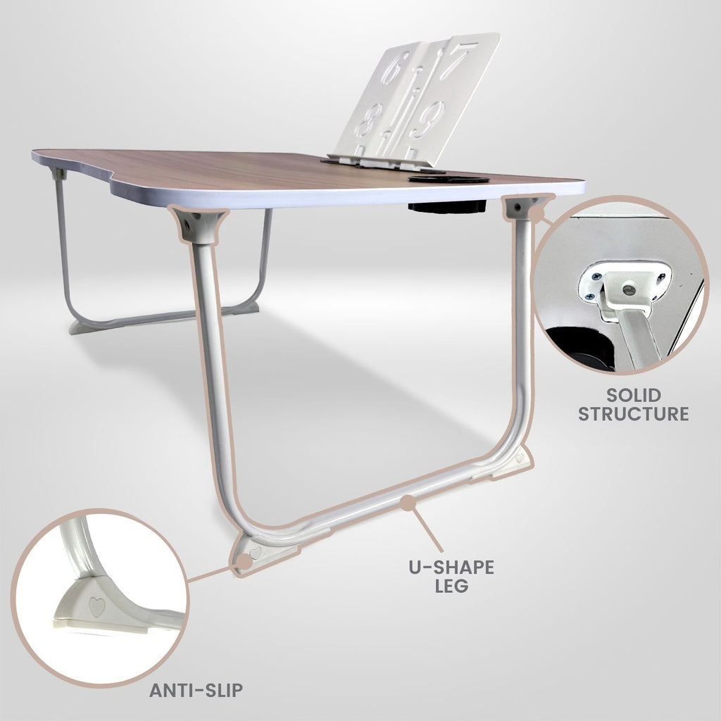 Extra Large Multifunctional Portable Bed Tray Laptop Desk (White Oak)
