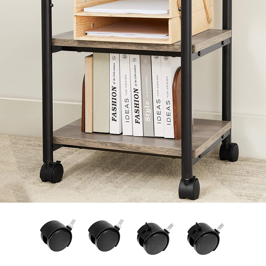 3-Tier Machine Cart with Wheels and Adjustable Table Top Greige and Black