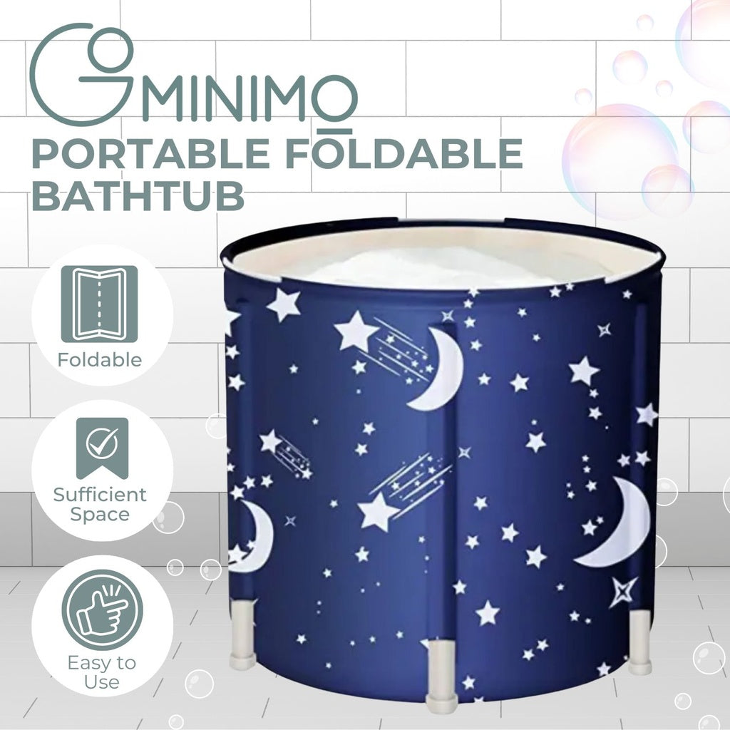 Portable Foldable Bathtub Thickening with Thermal Foam 65X70cm (Star Blue)