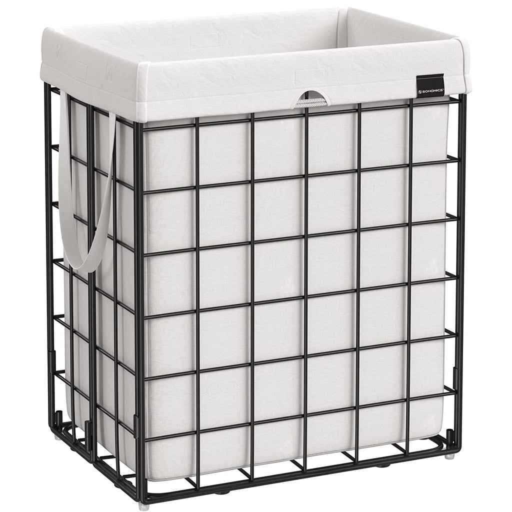 Laundry Hamper 90L Metal Wire Frame Black and White LCB190W01