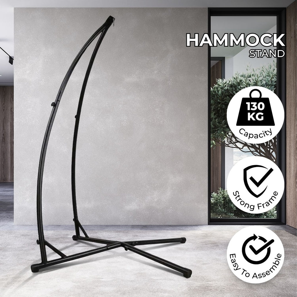 Hammock Chair Stand for Hanging Air Porch Swing Chair (Black)