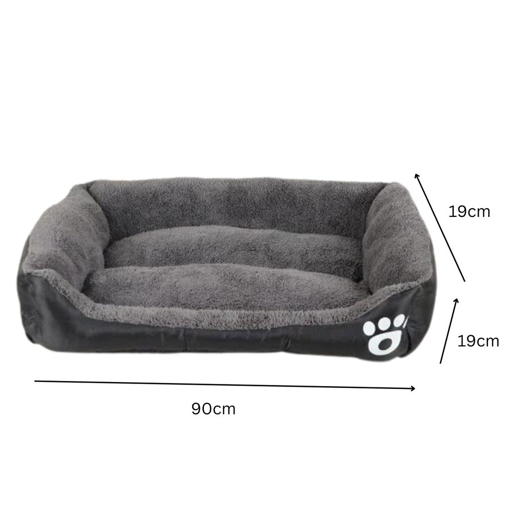 Pet Bed Square XL Size Comfy Washable Black and Dark Grey