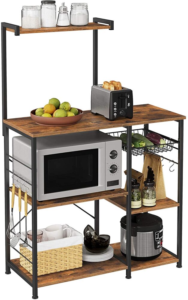 3 Tier Kitchen Storage Shelves with 6 S-Hooks