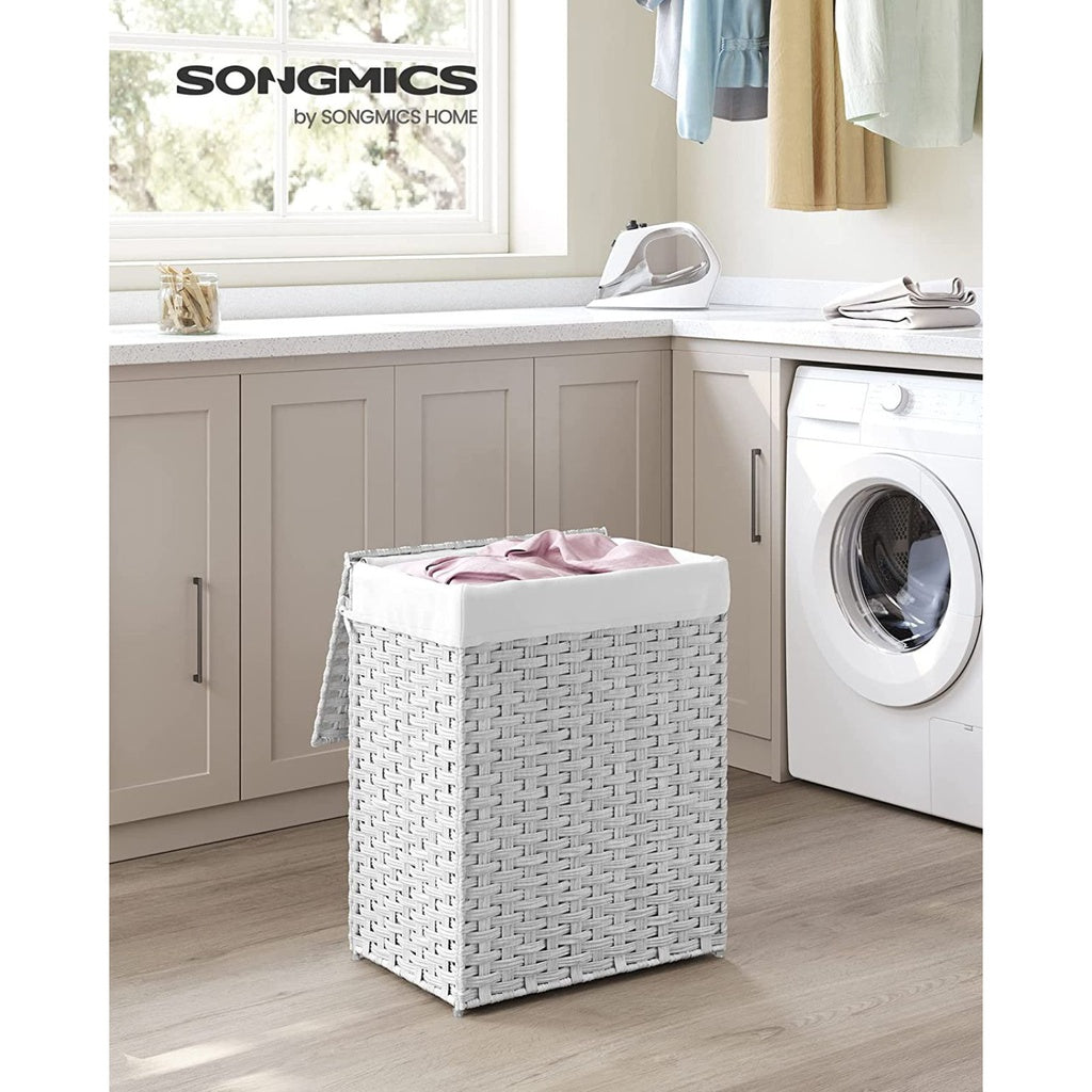 Synthetic Rattan Laundry Basket 90L White LCB51WT
