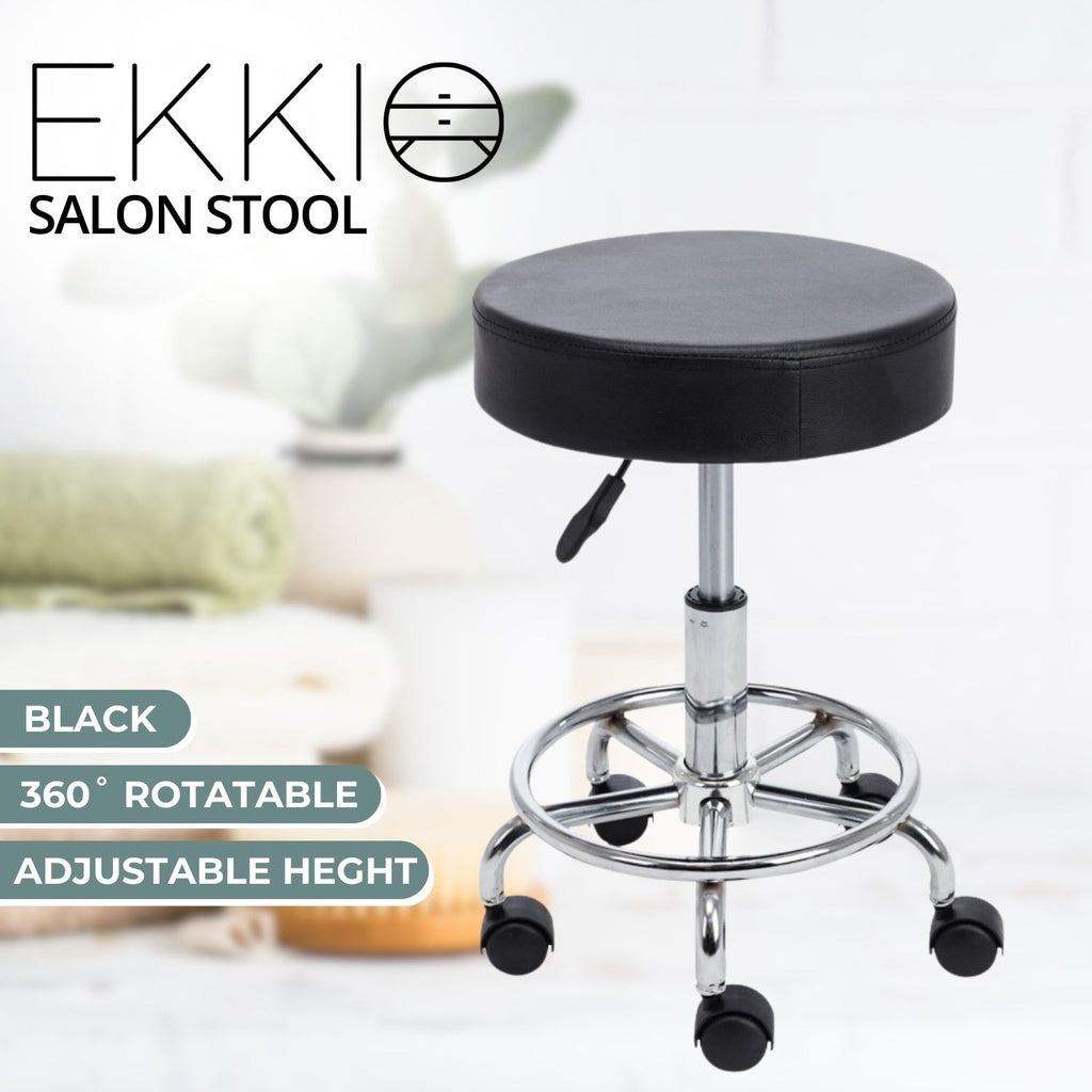 Round Salon Stool with Adjustable Height (Black) EK-SS-100-YB