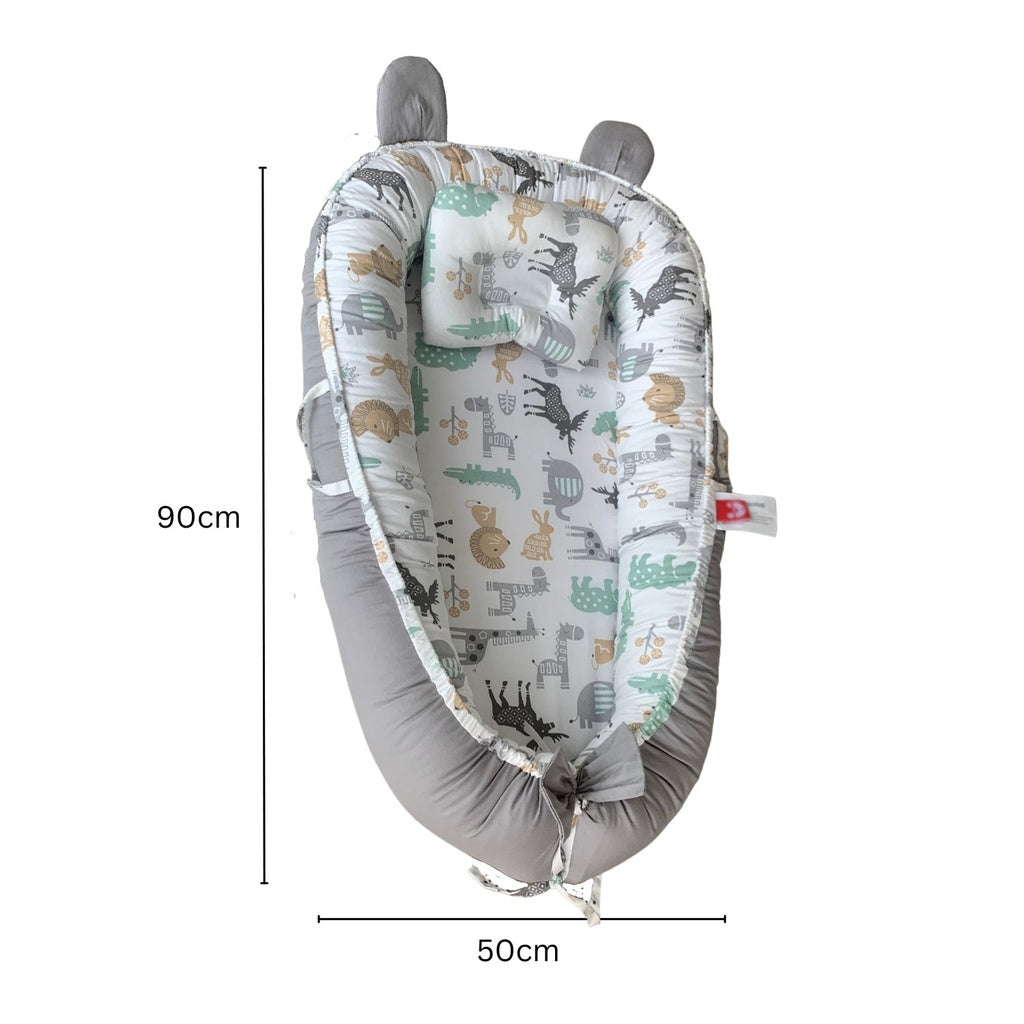 Portable Baby Lounger & Baby Nest with Pillow (Animals)