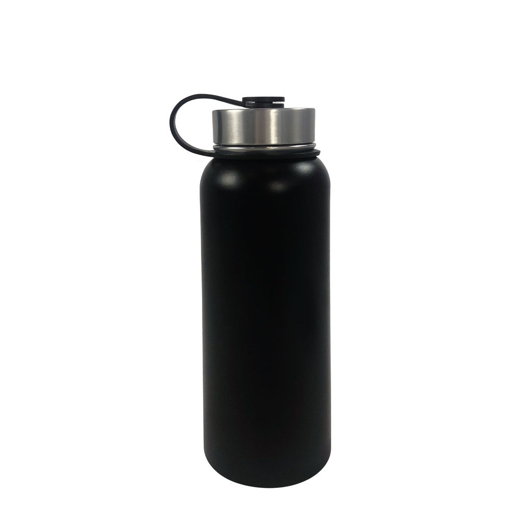 40oz Vacuum Insulated Water Bottle 3 Lids with Straw (Black) VP-IWB-100-HL