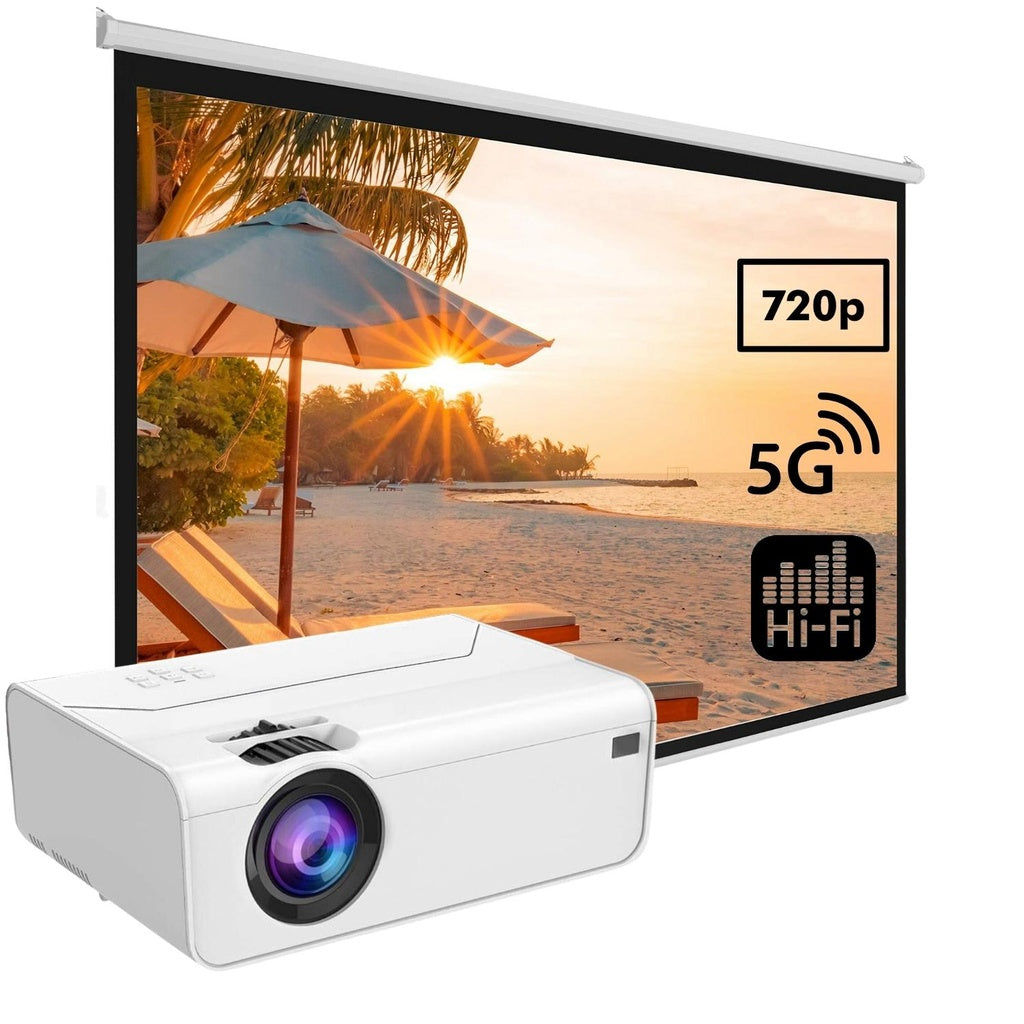 Wifi Video Projector 720P 110 Ansi Lumens, White