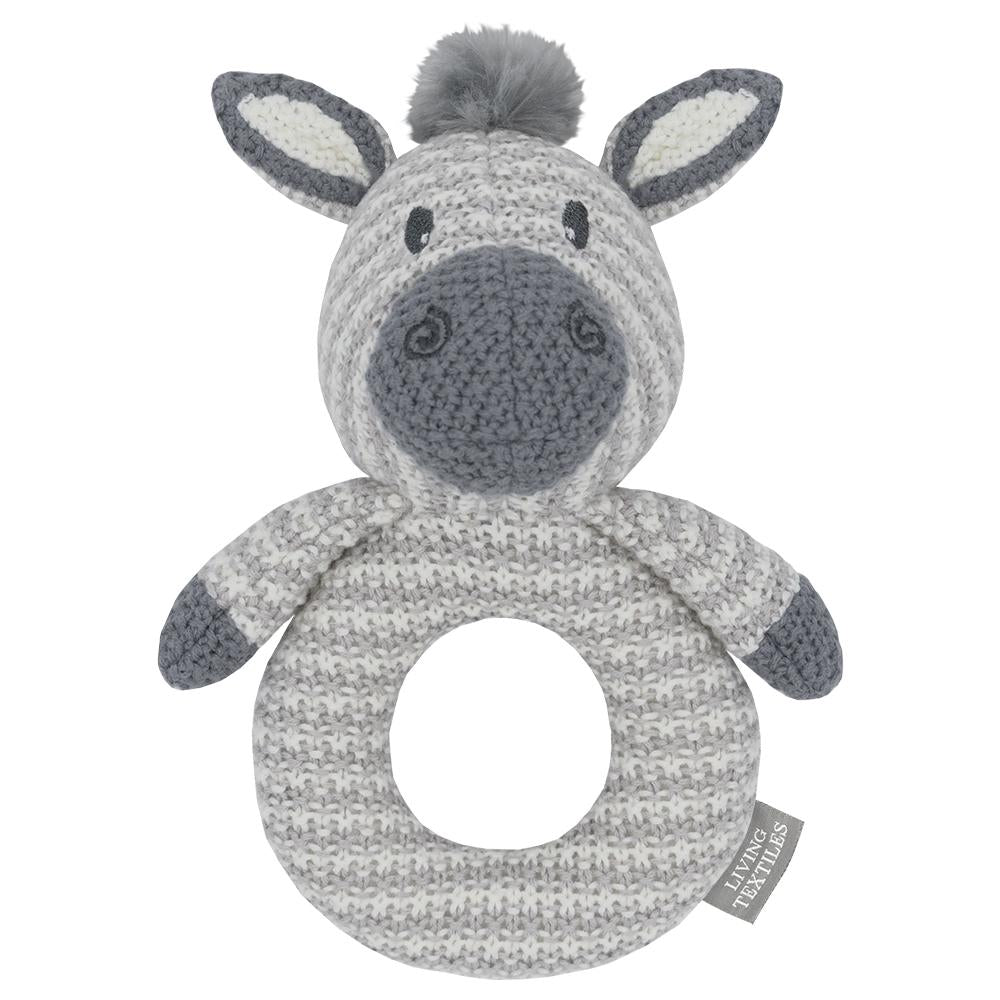 Whimsical Knitted Ring Rattle Zac the Zebra