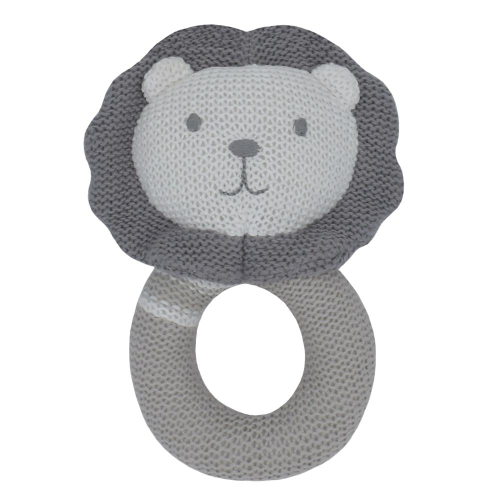 Knitted Ring Rattle Austin the Lion