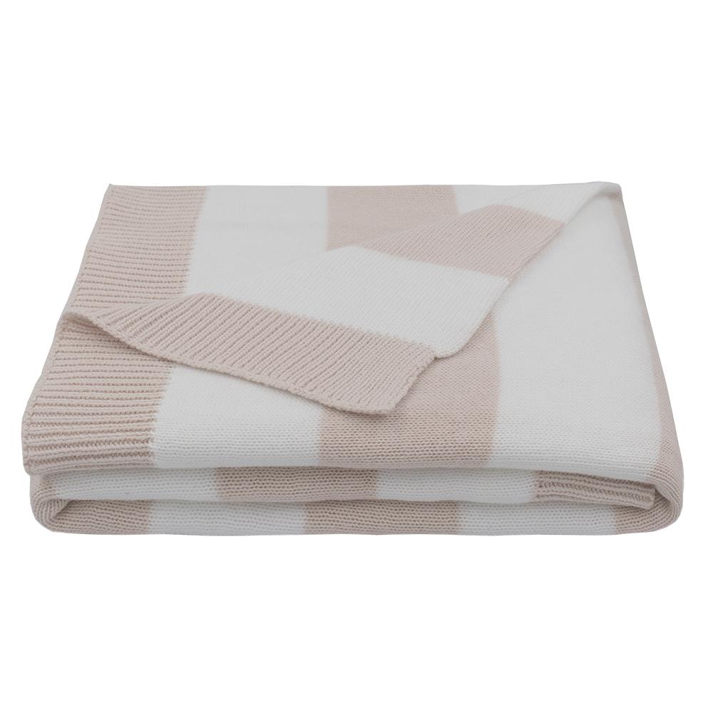 Cotton Knitted Blanket 
 Wide Stripe
75 x 85cm Blush/White
