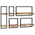 Wall Shelf Set 5 Pieces Solid Acacia Wood and Steel