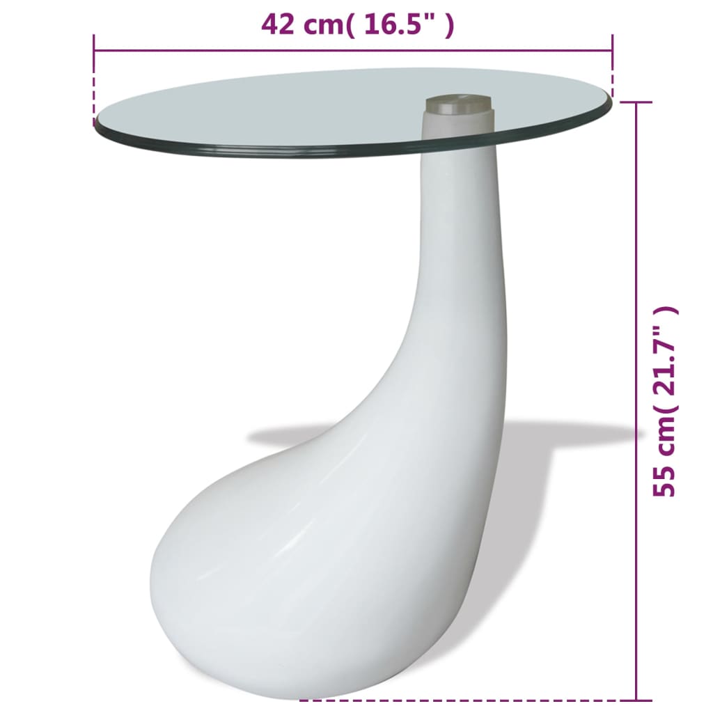 Coffee Table with Round Glass Top High Gloss White