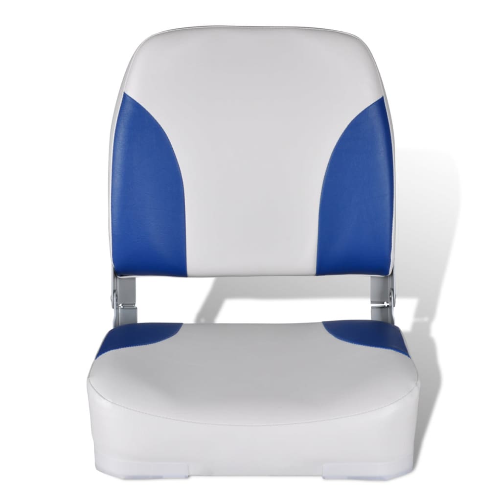 Boat Seat Foldable Backrest with Blue-white Pillow 41x36x48 cm