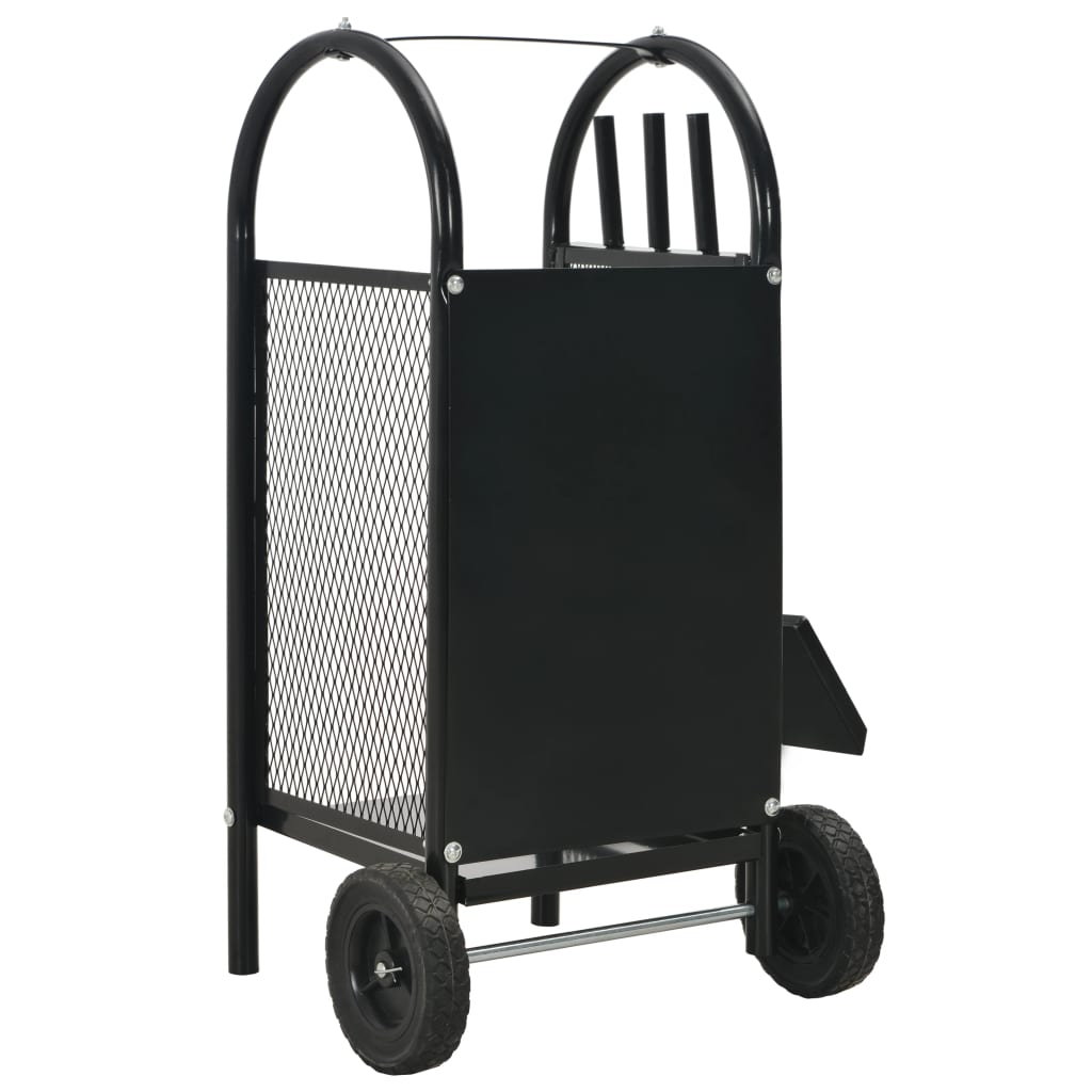 Firewood Cart Black 30x35x81 cm Steel