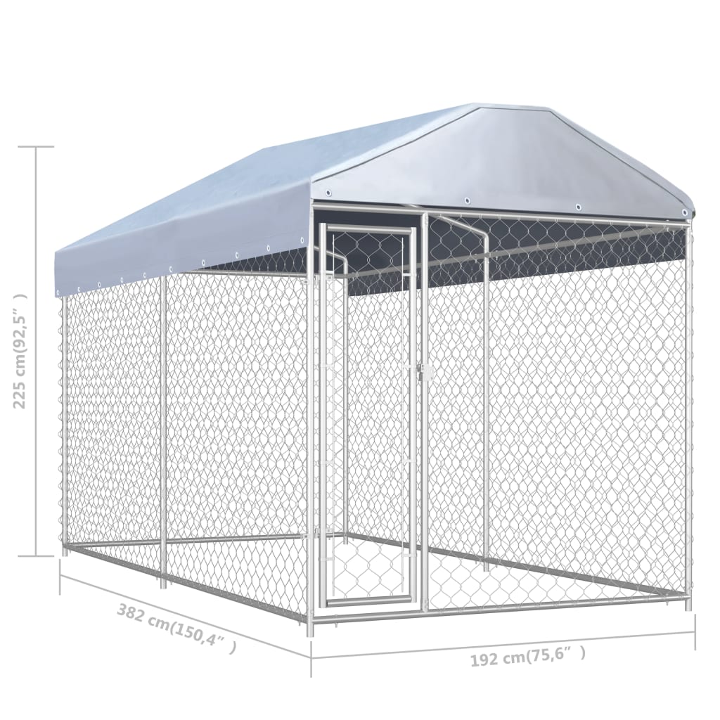 Outdoor Dog Kennel with Canopy Top 382x192x225 cm