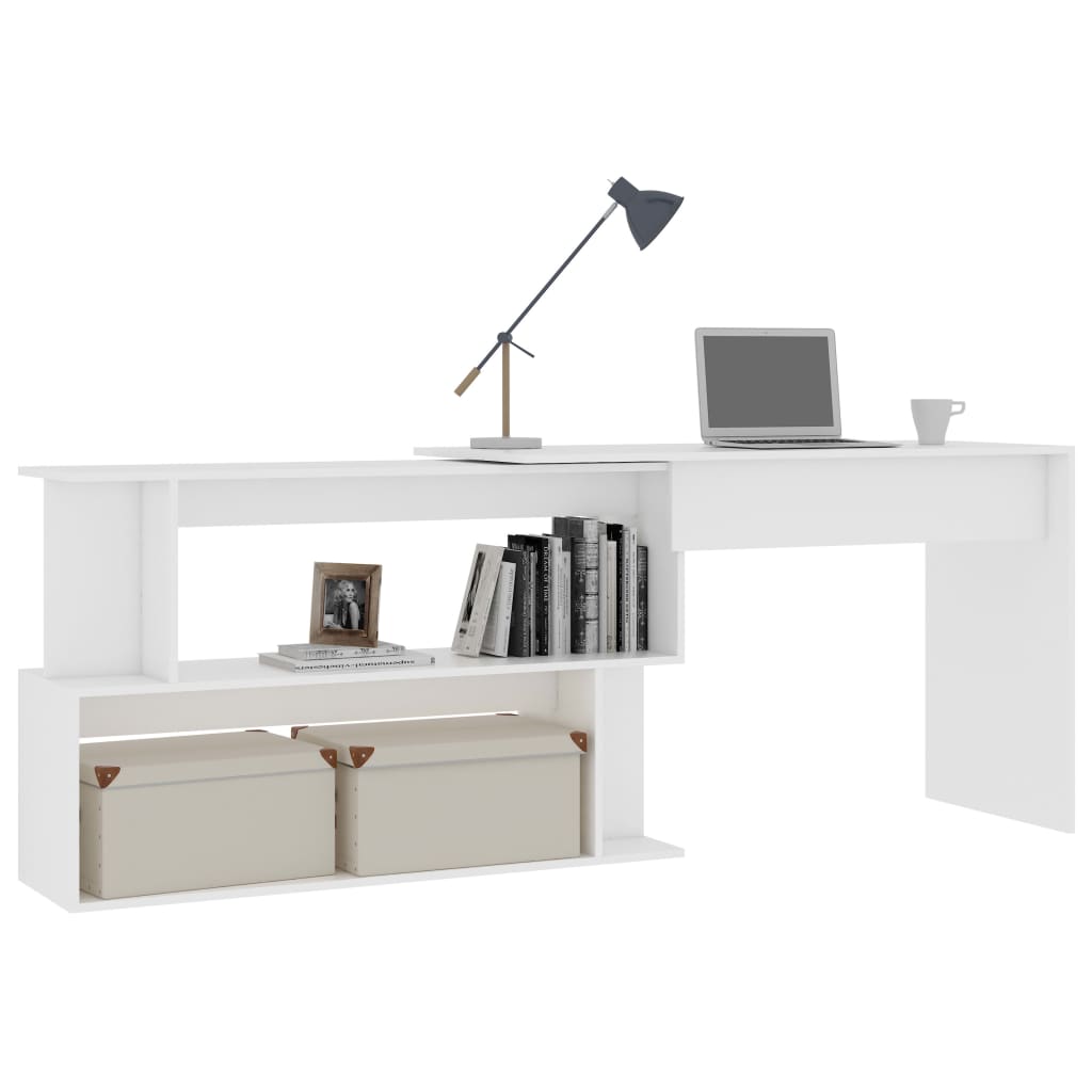 Corner Desk White 200x50x76 cm Engineered Wood