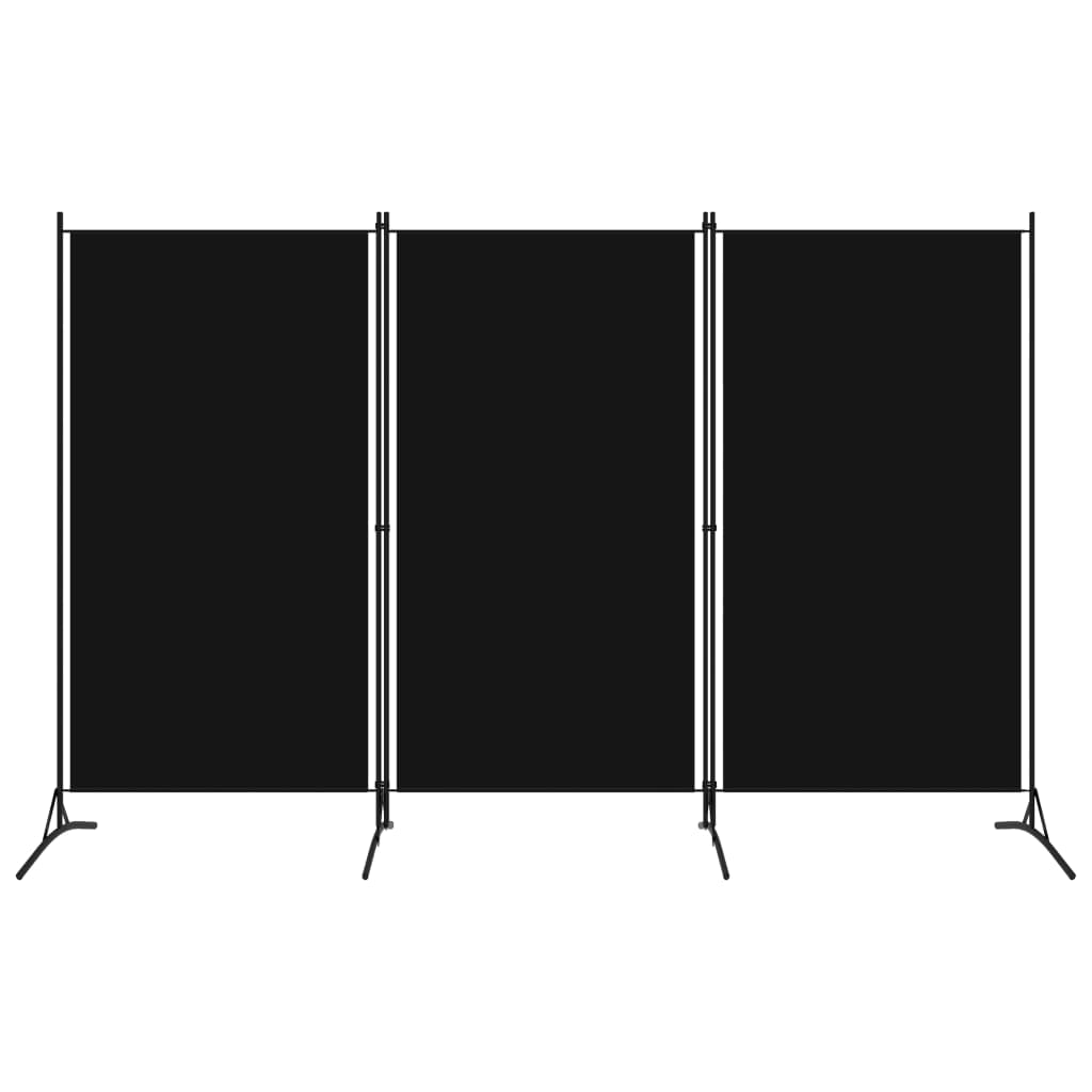 3-Panel Room Divider Black 260x180 cm Fabric