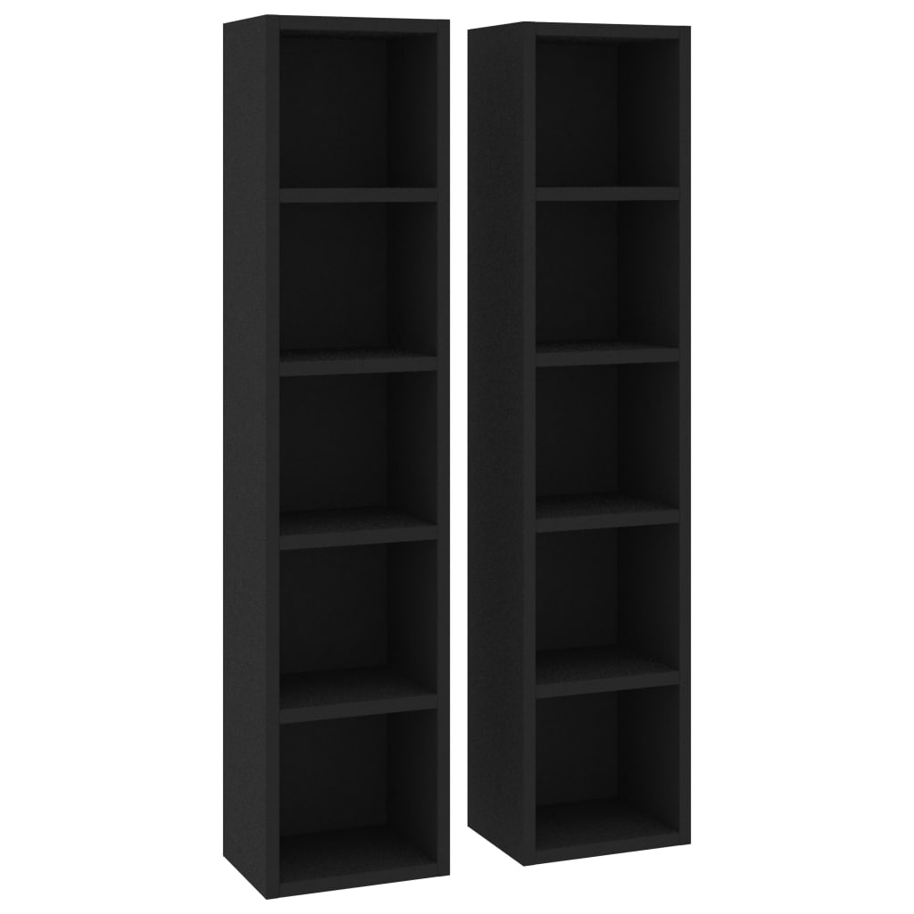 CD Cabinets 2 pcs Black 21x16x93.5 cm Engineered Wood
