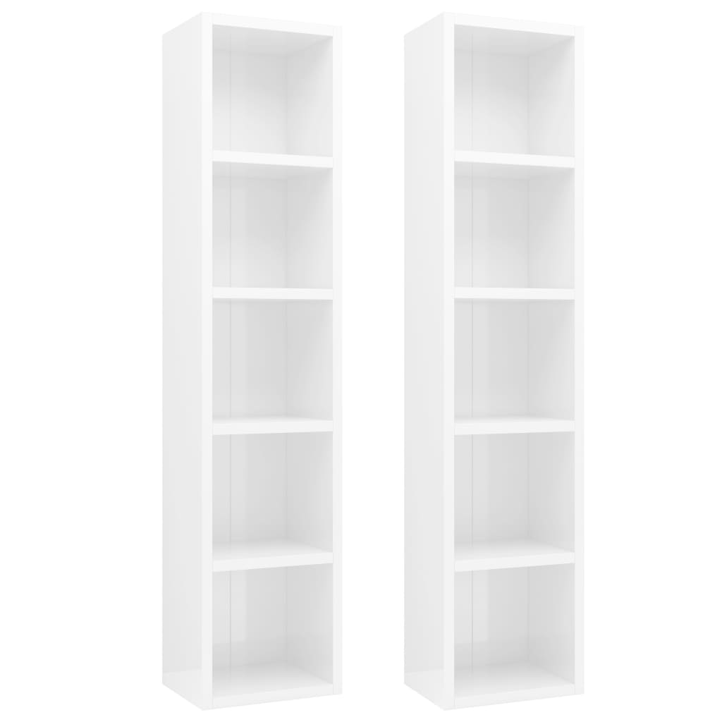 CD Cabinets 2 pcs High Gloss White 21x16x93.5 cm Engineered Wood