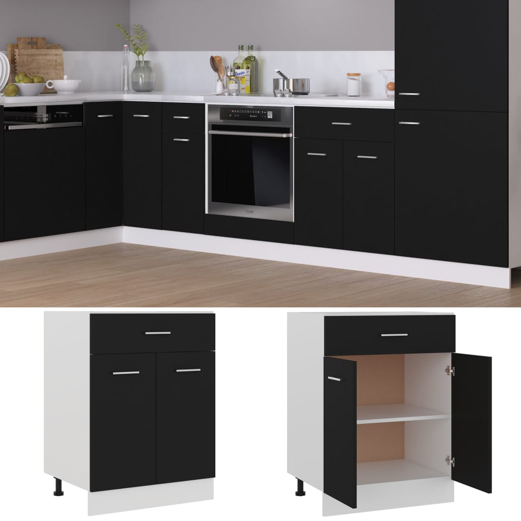 Drawer Bottom Cabinet Black 60x46x81.5 cm Engineered Wood